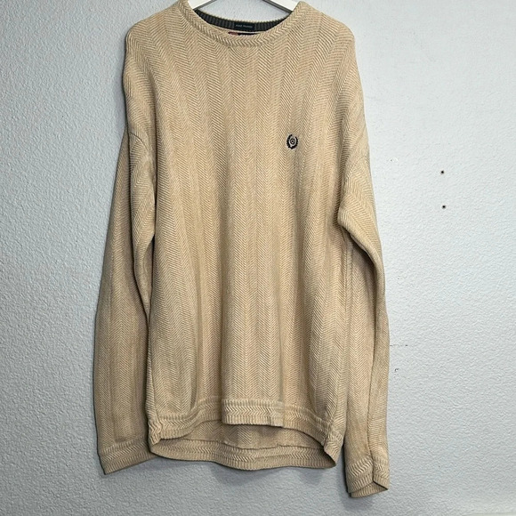 Chaps Ralph Lauren Tan Cream Men’s Long Sleeve Pullover Sweater Size Large - Picture 1 of 9